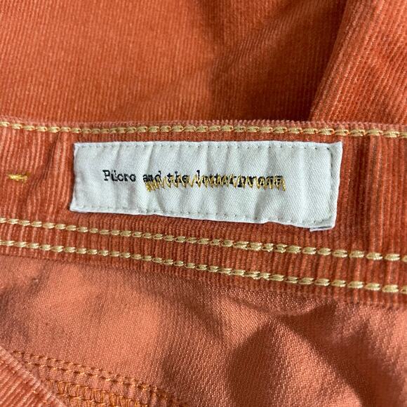 Pilcro and the Letterpress Anthropologie Orange Serif Corduroy Pants - Size 26 - Picture 4 of 9